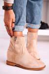 Women's Ankle Boots Hidden Wedge Suede Beige Vanya
