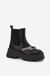 Women's Platform Ankle Boots With Chain Black Marvella