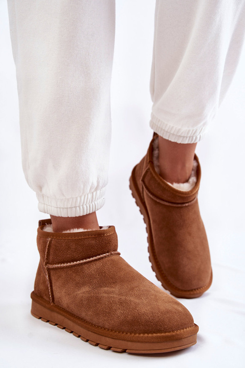 Women's Suede Low Snow Boots Camel Shelie