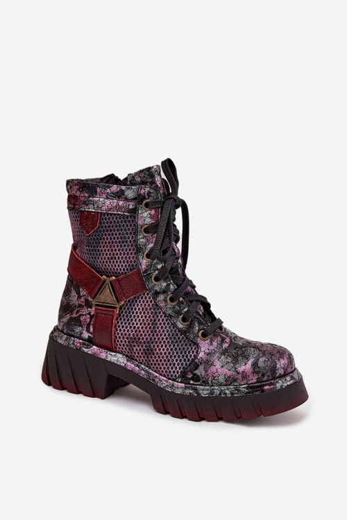 Leather Work Boots Women's Maciejka 07072-23 Bordeaux