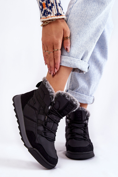 Śniegowce Damskie Ocieplane Czarny Cross Jeans KK2R4016C