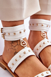 Unique Women's Sandals With Studs White Selina