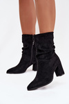 Women's Ankle Boots with Ruching Heeled Warm Black Amelise