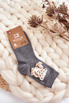 Women's Classic Cotton Socks With Teddy Bear Grey