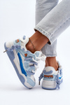 Sneakersy Damskie Grube Sznurowanie Niebieskie Miatora NB628
