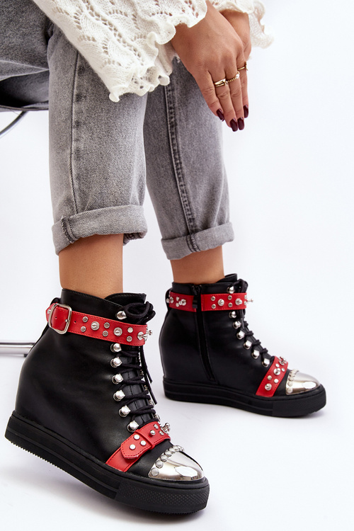 Women's Insulated Wedge Boots With Jets Suede Black Lu Boo