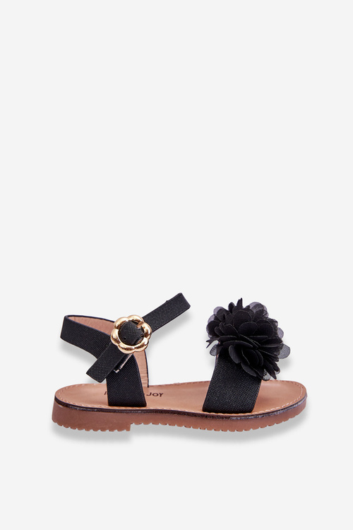 Fashionable Children's Sandals With Flowers Black Poly