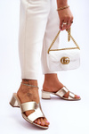 Classic Low Heel Leather Sandals gold Miley
