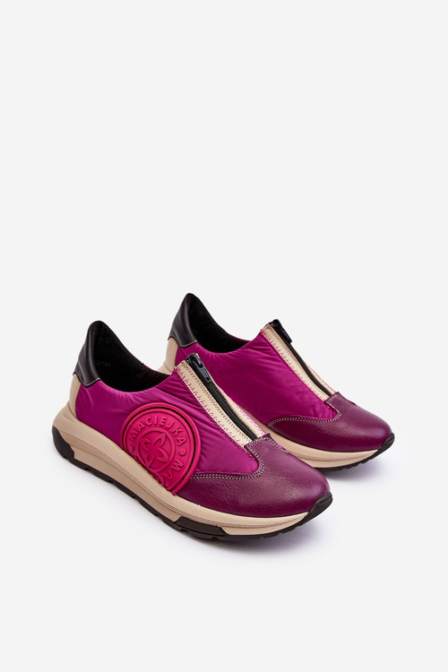 Buty Sportowe Skóra Damskie Maciejka 06296-15 Fuksja