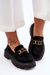 Women's Suede Moccasins on Platform Black Larey