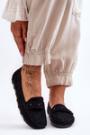 Damskie Zamszowe Mokasyny Czarne Clorie 4638