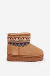 Slip On Snow Boots For Kids With Patterned Insert Lined With Fur Camel Mirirae