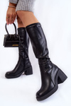 Women's Leather Warm Boots With Zipper Black Slavis