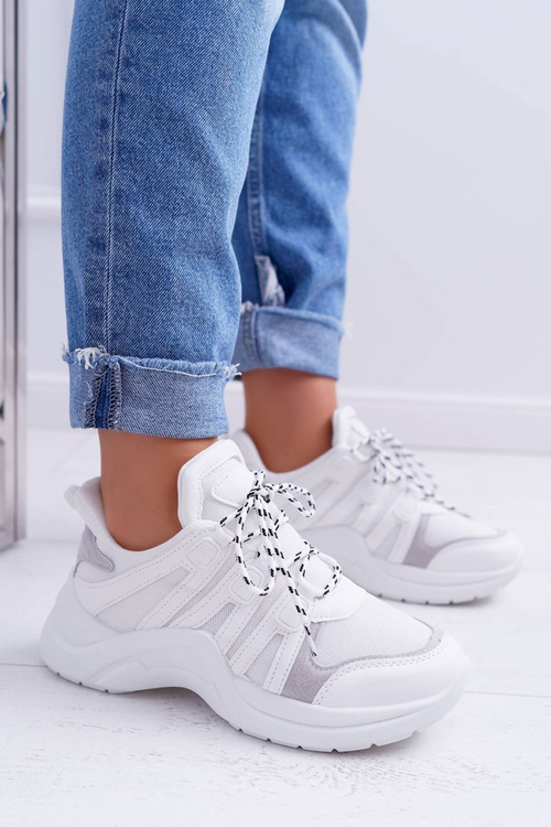 Sporty Women's Thick Sole Shoes White Fina