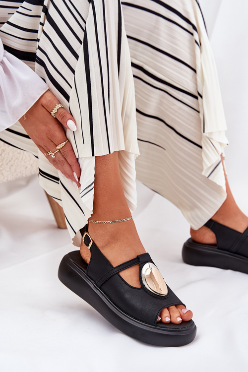 Leather Elegant Women's Sandals S.Barski GR51-603 Black