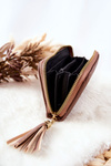 Quilted Wallet with Tassel Cappucino