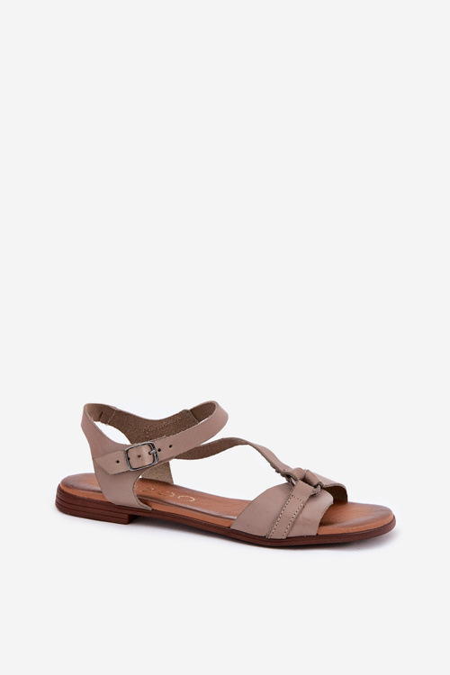 Zazoo 40182 Leather Women's Sandals Dark Beige