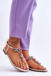 Suede Flip Flops With Stones Beige Frency