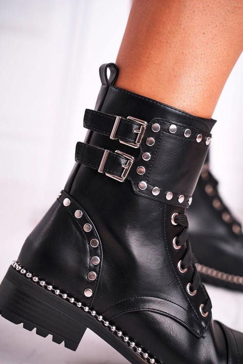 Women's Boots Silver Rivets Black Freed