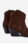 Slip-on Women's Cowboy Boots Made of Natural Suede Chocolate Beretta