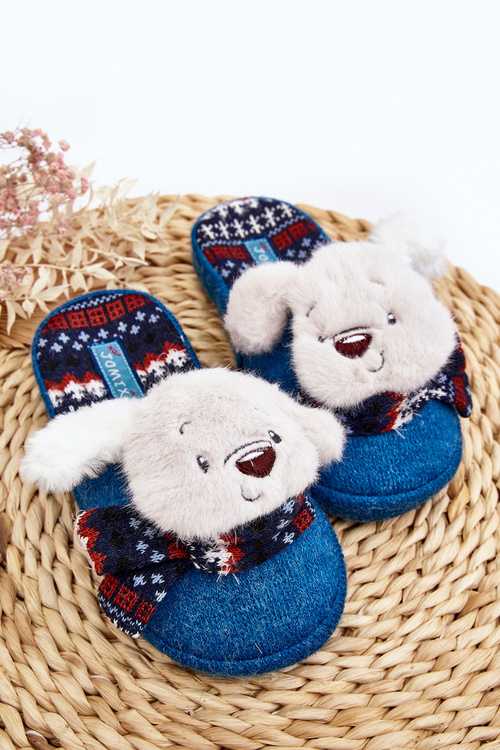 Children's slippers with thick sole and bear blue Dasca