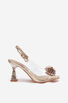 Transparent Heels With Crystals Vinceza 70116 Gold