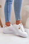 Eco Leather Sneakers On Platform With Golden Detail White-Beige Zingie