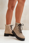 Workery Botki Ocieplane Z Cekinami Złote Liatheine