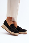 Women's Loafers with Woven Sole Black Torresia