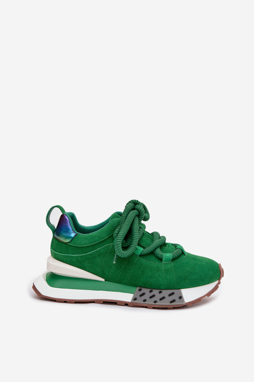 Damskie Zamszowe Sneakersy Grube Sznurowanie Platforma Zielone Artiker 55C0136