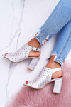 Women's Stiletto Sandals Openwork with Rhinestones Silver Hendrix