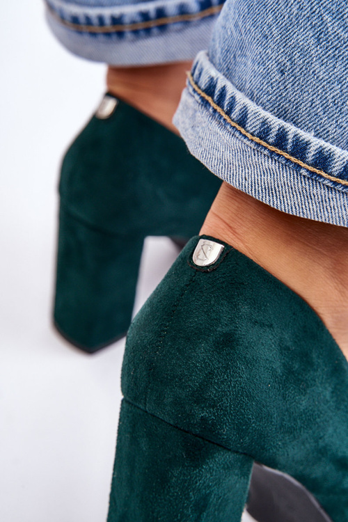 Suede Pumps On A Block Heel Sergio Leone PB216 Green