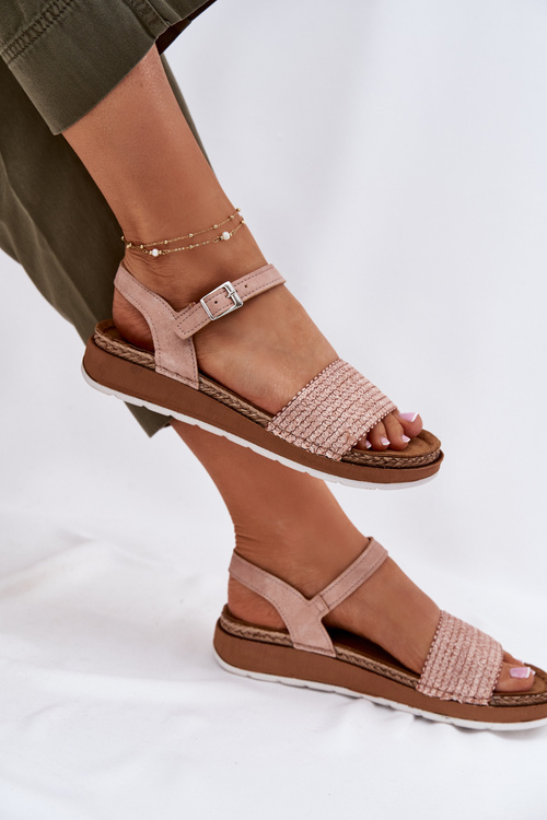 Women's Sandals With Braiding On Strap Pink Inblu GS000050