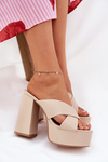 Women's Platform And Heeled Sandals Beige Lenobos