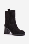 Women's Insulated Heeled Ankle Boots Eco Suede Black Vellinga