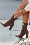 Women's Block Heel Ankle Boots with Stitching Brown Rosivelle