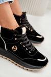 Ocieplane Buty Sportowe Botki Damskie Na Platformie Czarne Ariatte 