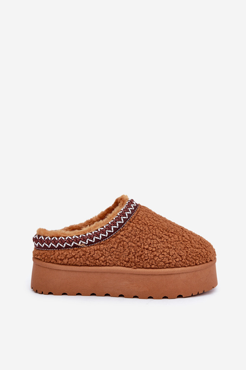 Snow Boots Slippers On A Platform With Sheepskin Camel Ovirissa