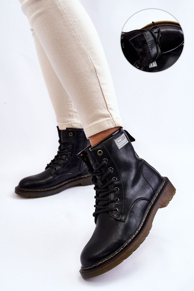 Women's Leather Warm Boots GOE II2N4053 Black