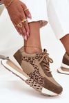 Damskie Sneakersy Skóra Naturalna Platforma Panterka Brązowe Artiker 55C0089 