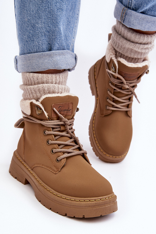 Women's Leather Trappers with Fur Brown Lynnvia