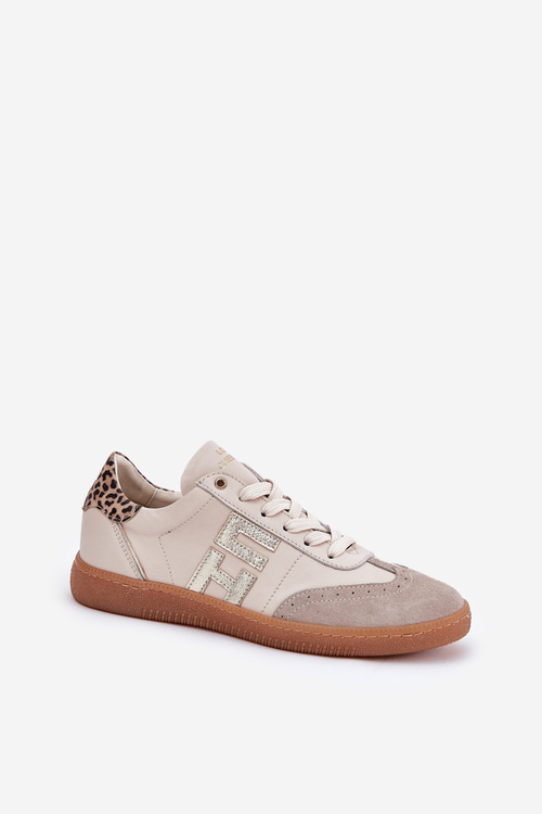 Leather Sports Shoes Sneakers Women Panther CheBello 4640 Beige