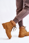 Women's Insulated Trapper Boots Lace Up Camel Halfway