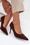 Women's High Heels Made of Eco Suede Chocolate Elvessa