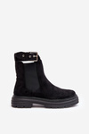 Suede Ankle Boots On Massive Sole Black Ozaro 