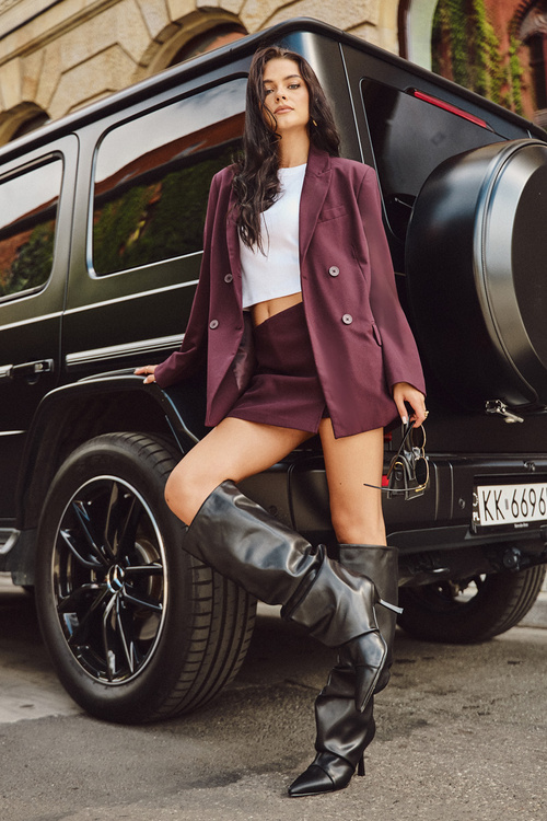 Insulated slip-on women's boots with heel with ruching Black Angelica