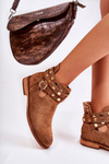 Women's boots with jets on a flat heel Brown Larino