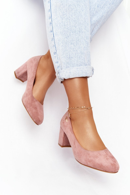 Suede Pumps On A Block Heel Sergio Leone PB178 Pink
