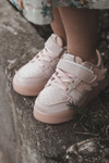 Children's Leather Sport Shoes With Velcro Pink Angel