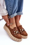 Women's Suede Shoes On Platform With Decoration Brown Lewski 3398